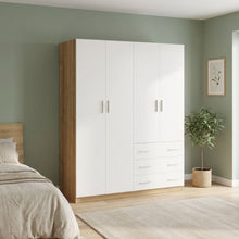 Load image into Gallery viewer, 23099-harris-4-door-wardrobe-with-3-drawers-oak-white-2601193