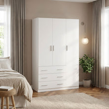 Load image into Gallery viewer, Tongass 3 Door Wardrobe with 3 Drawers - White