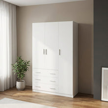 Load image into Gallery viewer, Tongass 3 Door Wardrobe with 3 Drawers - White