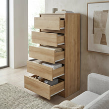 Load image into Gallery viewer, 22610-harris-6-drawers-slim-tallboy-oak-2601191