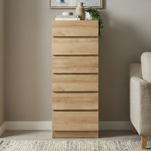 Load image into Gallery viewer, 22610-harris-6-drawers-slim-tallboy-oak-2601192