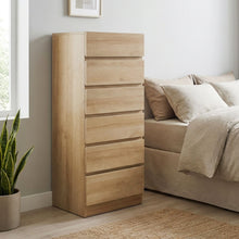 Load image into Gallery viewer, 22610-harris-6-drawers-slim-tallboy-oak-2601194