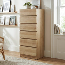 Load image into Gallery viewer, 22610-harris-6-drawers-slim-tallboy-oak-2601195