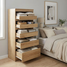 Load image into Gallery viewer, 22610-harris-6-drawers-slim-tallboy-oak-2601196