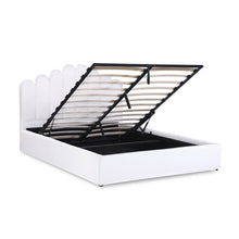 Load image into Gallery viewer, Puro Boucle Queen Gas Lift Bed Frame - White