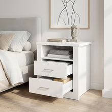 Load image into Gallery viewer, Mateo Wooden Bedside Table with 2 Drawer - White