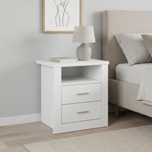 Load image into Gallery viewer, Mateo Wooden Bedside Table with 2 Drawer - White