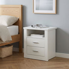 Load image into Gallery viewer, Mateo Wooden Bedside Table with 2 Drawer - White