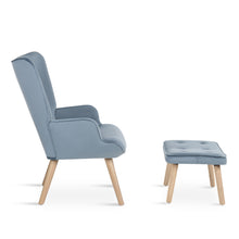 Load image into Gallery viewer, Olivia Velvet Armchair with Ottoman - Blue