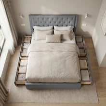 Load image into Gallery viewer, 23527-thornton-super-king-fabric-bed-frame-with-4-drawers-light-grey-202601212