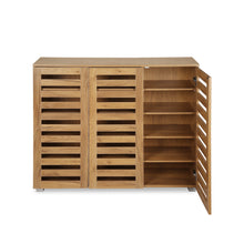 Load image into Gallery viewer, Loma 3 Door Shoe Cabinet Storage Rack - Dark Oak