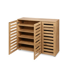 Load image into Gallery viewer, Loma 3 Door Shoe Cabinet Storage Rack - Dark Oak