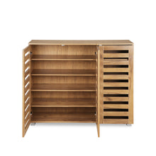 Load image into Gallery viewer, Loma 3 Door Shoe Cabinet Storage Rack - Dark Oak