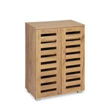 Load image into Gallery viewer, Loma 2 Door Shoe Cabinet Storage Rack - Dark Oak