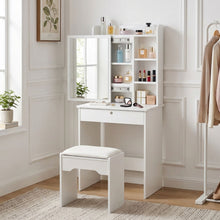 Load image into Gallery viewer, Cyclamen Dressing Table with Drawers Set 2pcs - White