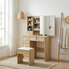 Load image into Gallery viewer, Carnation Dressing Table with Drawers Set - Oak