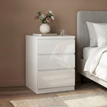 Load image into Gallery viewer, Angeles High Gloss Bedside Table with 3 Drawers - White