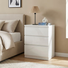 Load image into Gallery viewer, Angeles High Gloss Bedside Table with 3 Drawers - White