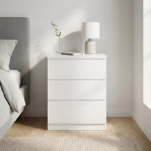 Load image into Gallery viewer, Angeles High Gloss Bedside Table with 3 Drawers - White