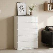 Load image into Gallery viewer, Angeles High Gloss 6 Drawer Tallboy - White