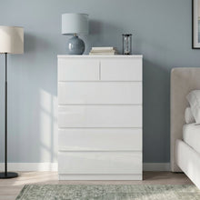 Load image into Gallery viewer, Angeles High Gloss 6 Drawer Tallboy - White