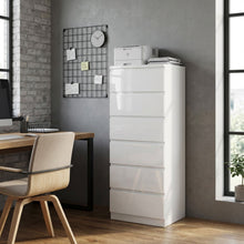 Load image into Gallery viewer, Angeles High Gloss 6 Drawer Slim Tallboy - White