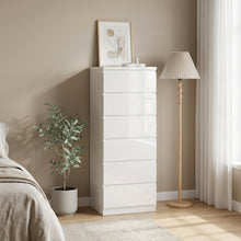 Load image into Gallery viewer, Angeles High Gloss 6 Drawer Slim Tallboy - White