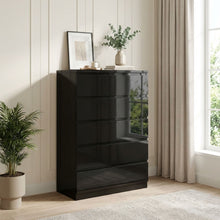 Load image into Gallery viewer, Angeles High Gloss 6 Drawer Tallboy - Black