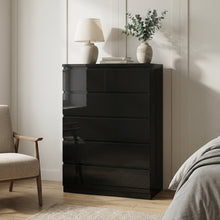 Load image into Gallery viewer, Angeles High Gloss 6 Drawer Tallboy - Black