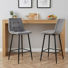 Load image into Gallery viewer, Primo Velvet Bar Stool - Set Of 2 - Grey