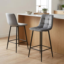 Load image into Gallery viewer, Primo Velvet Bar Stool - Set Of 2 - Grey
