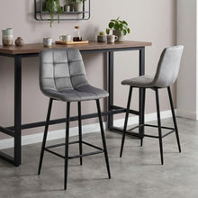 Load image into Gallery viewer, Primo Velvet Bar Stool - Set Of 2 - Grey