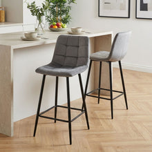 Load image into Gallery viewer, Primo Velvet Bar Stool - Set Of 2 - Grey