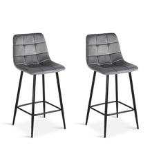 Load image into Gallery viewer, Primo Velvet Bar Stool - Set Of 2 - Grey