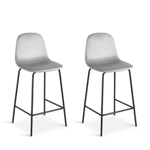 Load image into Gallery viewer, Selo Velvet Bar Stool - Set Of 2 - Light Grey (0.147m³ - 9.0kg)