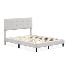 Load image into Gallery viewer, Mitre Queen Fabric Bed Frame - Stone