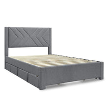 Load image into Gallery viewer, Haydon Double Fabric Bed Frame with 4 Drawers - Light Grey