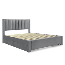 Load image into Gallery viewer, Columbia Queen Fabric Bed Frame with 4 Drawers - Grey
