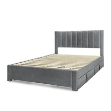 Load image into Gallery viewer, Columbia Queen Fabric Bed Frame with 4 Drawers - Grey