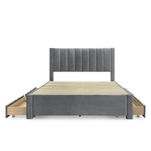 Load image into Gallery viewer, Columbia Queen Fabric Bed Frame with 4 Drawers - Grey