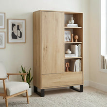 Load image into Gallery viewer, Frohna Bookshelf Cabinet with Drawer - Oak