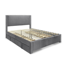 Load image into Gallery viewer, Gower Queen Fabric Bed Frame with 4 Drawers - Grey