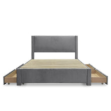 Load image into Gallery viewer, Gower Queen Fabric Bed Frame with 4 Drawers - Grey