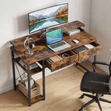 Load image into Gallery viewer, Gael 120cm Computer Desk with 2 Drawers - Rustic Brown