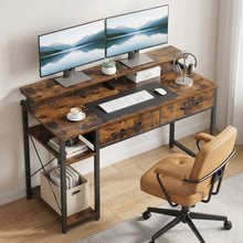 Load image into Gallery viewer, Gael 120cm Computer Desk with 2 Drawers - Rustic Brown