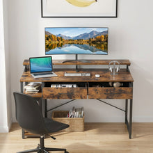 Load image into Gallery viewer, Gael 120cm Computer Desk with 2 Drawers - Rustic Brown