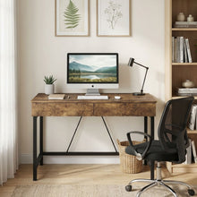 Load image into Gallery viewer, Brooks 100cm Computer Desk with 2 Drawers - Rustic Brown