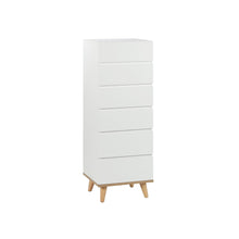 Load image into Gallery viewer, Hudson Wooden Slim Tallboy 6 Drawers - White