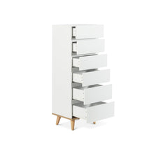 Load image into Gallery viewer, Hudson Wooden Slim Tallboy 6 Drawers - White