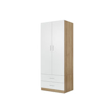 Load image into Gallery viewer, r-22582_harris_2_door_wardrobe_with_drawers_-_oak_and_white_3